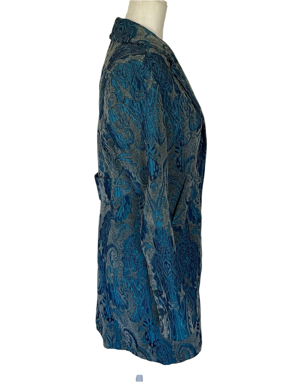 DKNY Jeans Turquoise Paisley Print Tapestry Coat - Picture 3 of 12